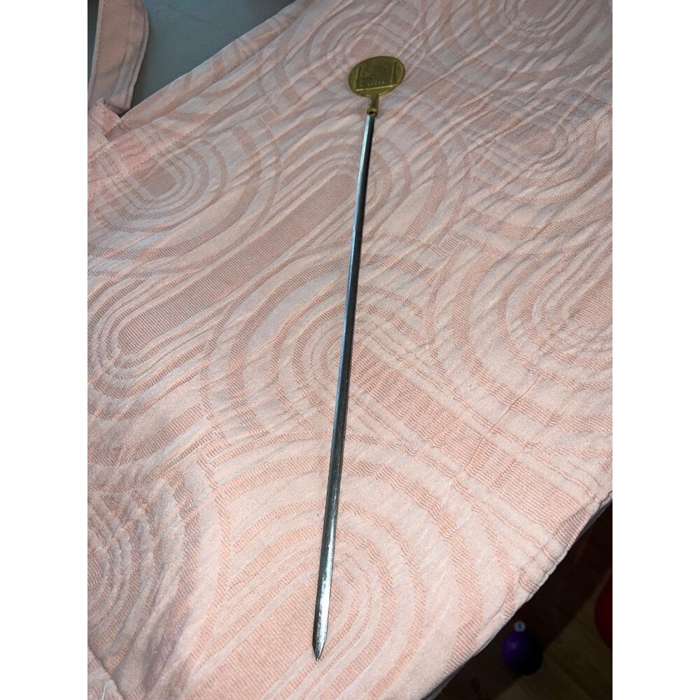 Vintage Gold Medallion Collectible mid century skewer With Architectural Detail